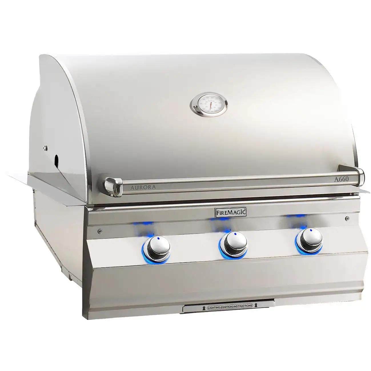 Fire Magic 30-Inch Aurora Built-In Natural Gas Grill with One Infrared Burner And Analog Thermometer (A660I-7LAN).