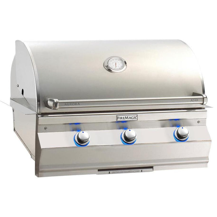 Fire Magic 30-Inch Aurora Built-In Propane Gas Grill with Analog Thermometer in Stainless Steel (A540I-7EAP).