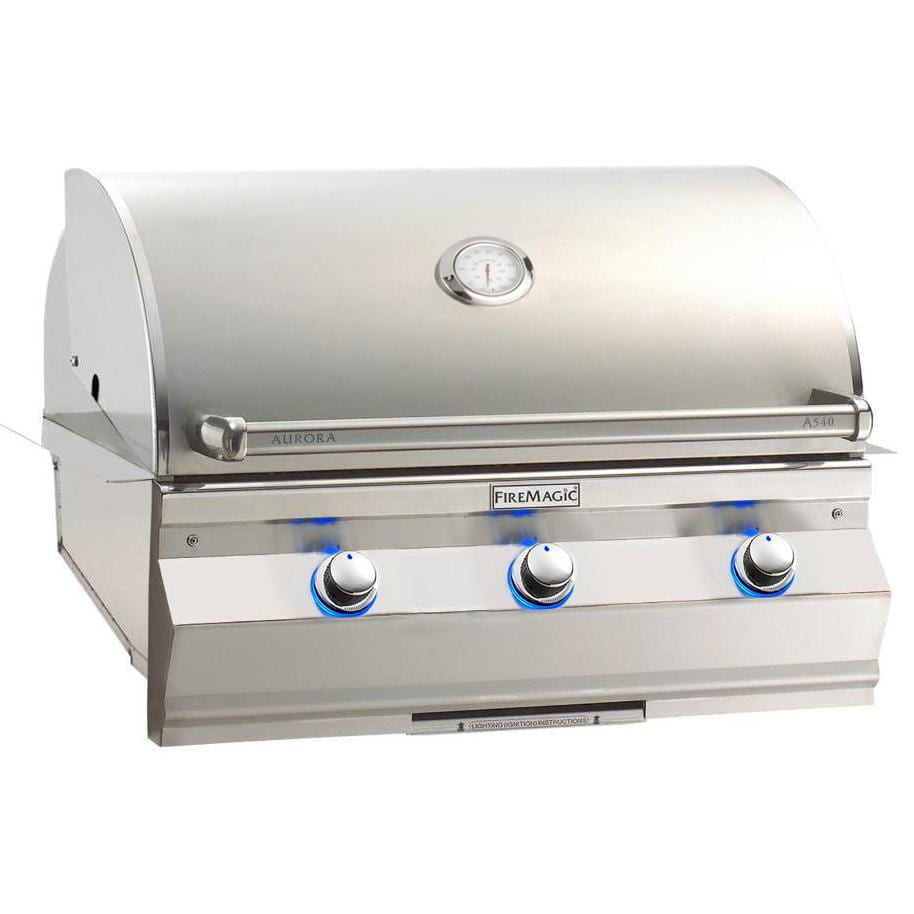 Fire Magic 30-Inch Aurora Built-In Propane Gas Grill with Analog Thermometer in Stainless Steel (A540I-7EAP).