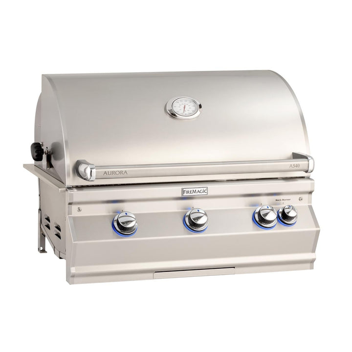 Fire Magic 30-Inch Built-In Propane Gas Grill with Rotisserie And Analog Thermometer in Stainless Steel (A540I-8EAP).