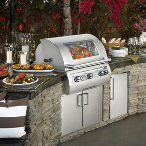 Fire Magic 30-Inch Echelon Diamond Built-In Propane Gas Grill with Magic View Window in Stainless Steel (E660I-8E1P-W).