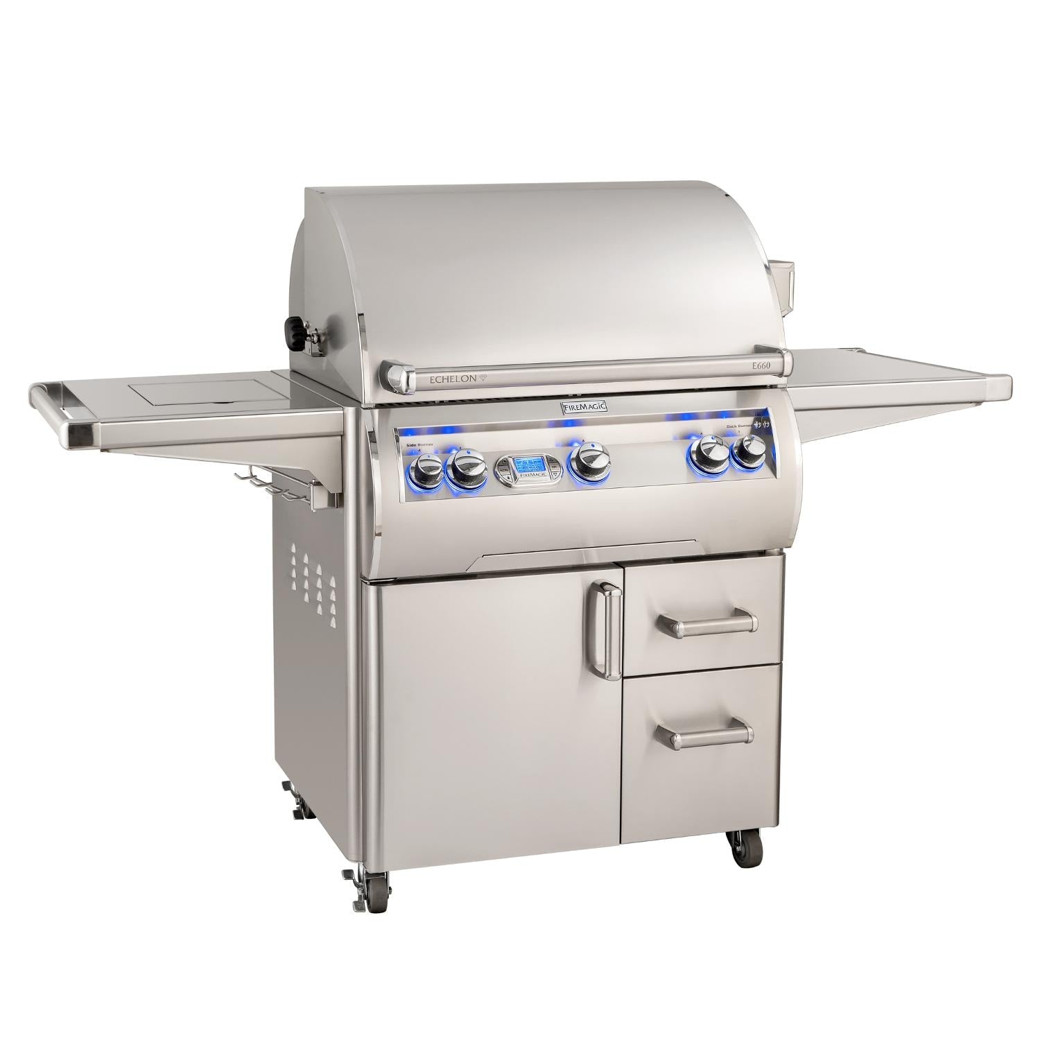 Fire Magic 30-Inch Echelon Diamond Freestanding Natural Gas Grill with Side Burner Rotisserie & Digital Thermometer (E660S-8E1N-62).