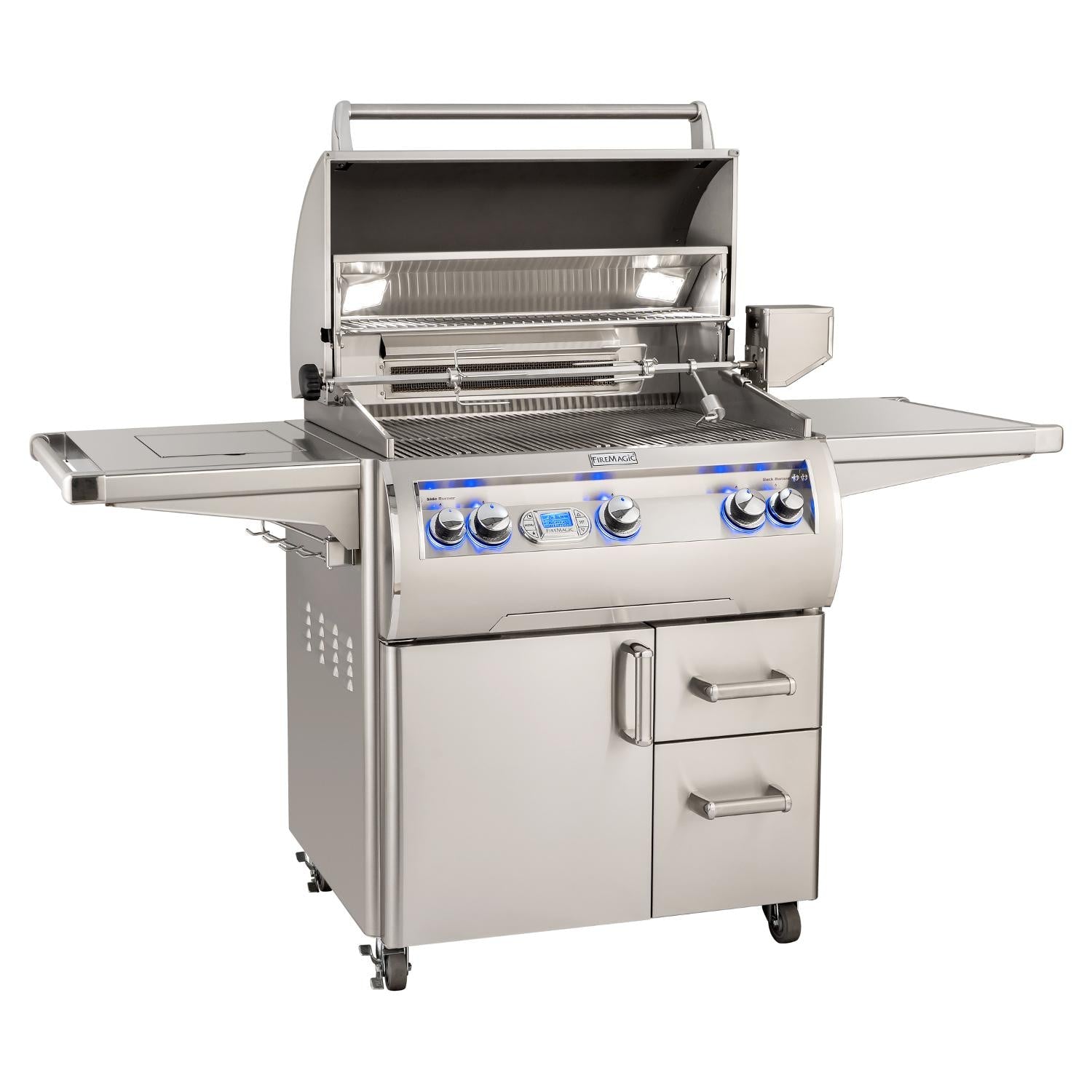 Fire Magic 30-Inch Echelon Diamond Freestanding Natural Gas Grill with Side Burner Rotisserie & Digital Thermometer (E660S-8E1N-62).