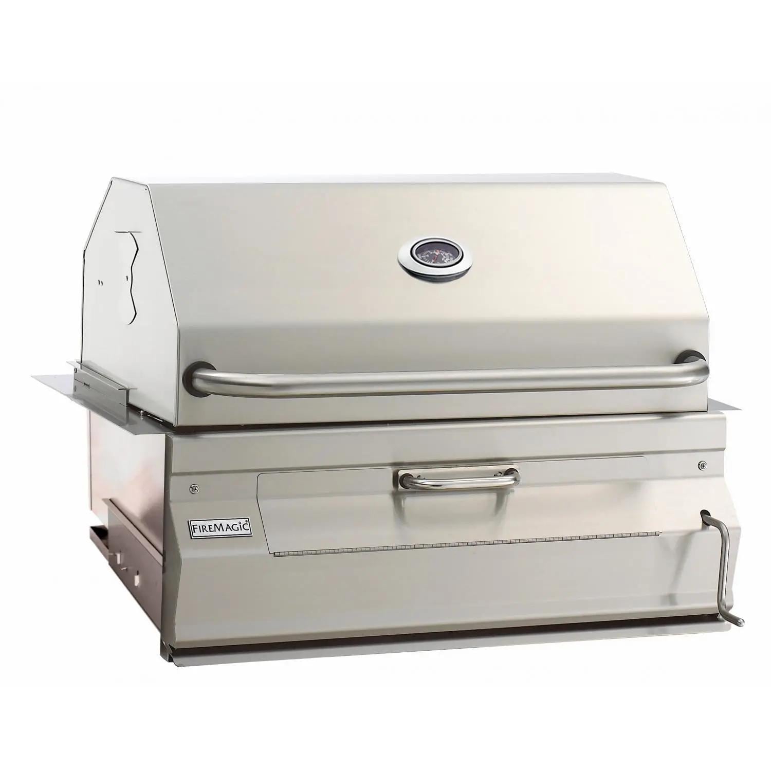 Fire Magic 30-Inch Legacy Built-In Smoker Charcoal Grill in Stainless Steel (14-SC01C-A).