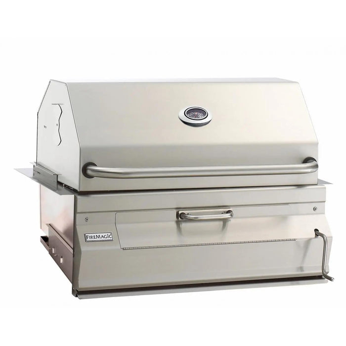 Fire Magic 30-Inch Legacy Built-In Smoker Charcoal Grill in Stainless Steel (14-SC01C-A).