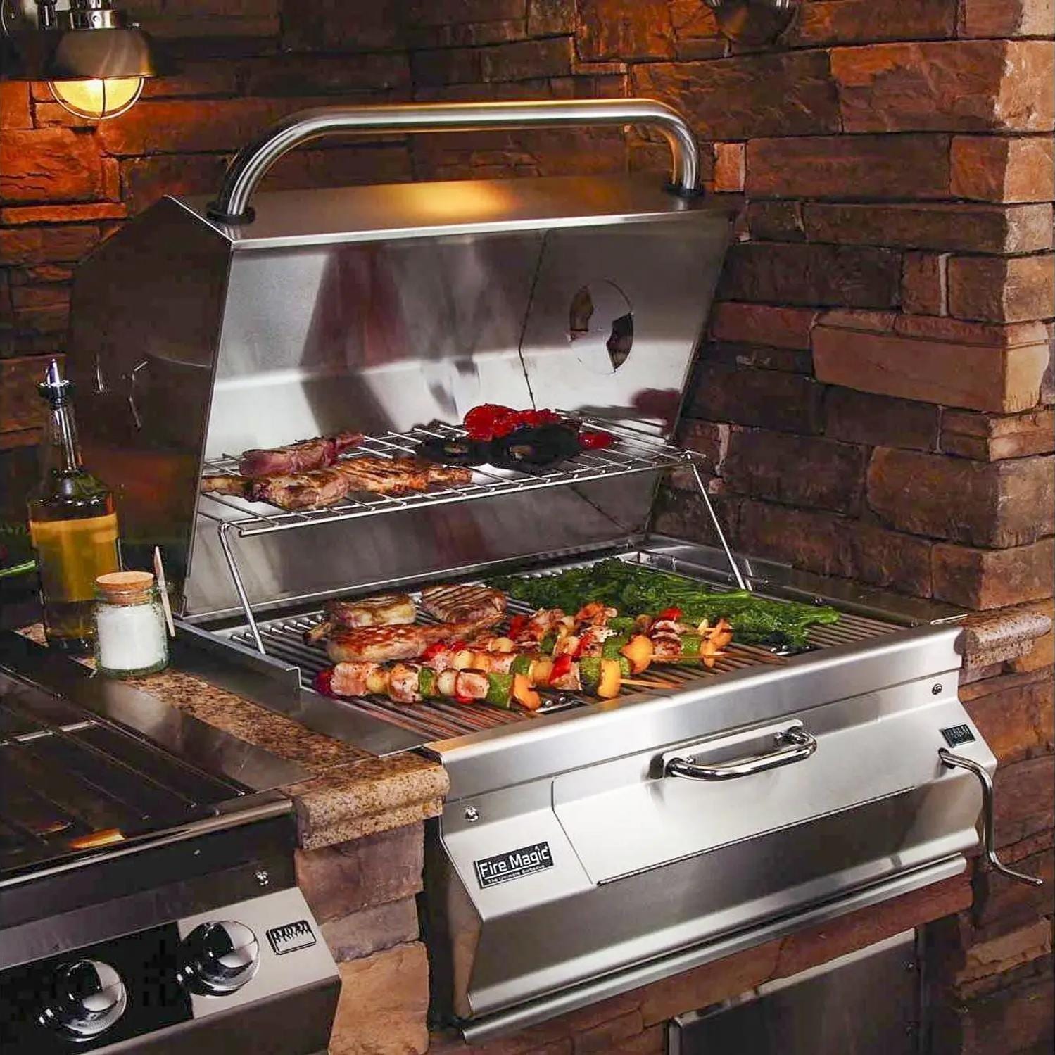 Fire Magic 30-Inch Legacy Built-In Smoker Charcoal Grill in Stainless Steel (14-SC01C-A).
