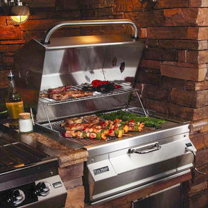 Fire Magic 30-Inch Legacy Built-In Smoker Charcoal Grill in Stainless Steel (14-SC01C-A).