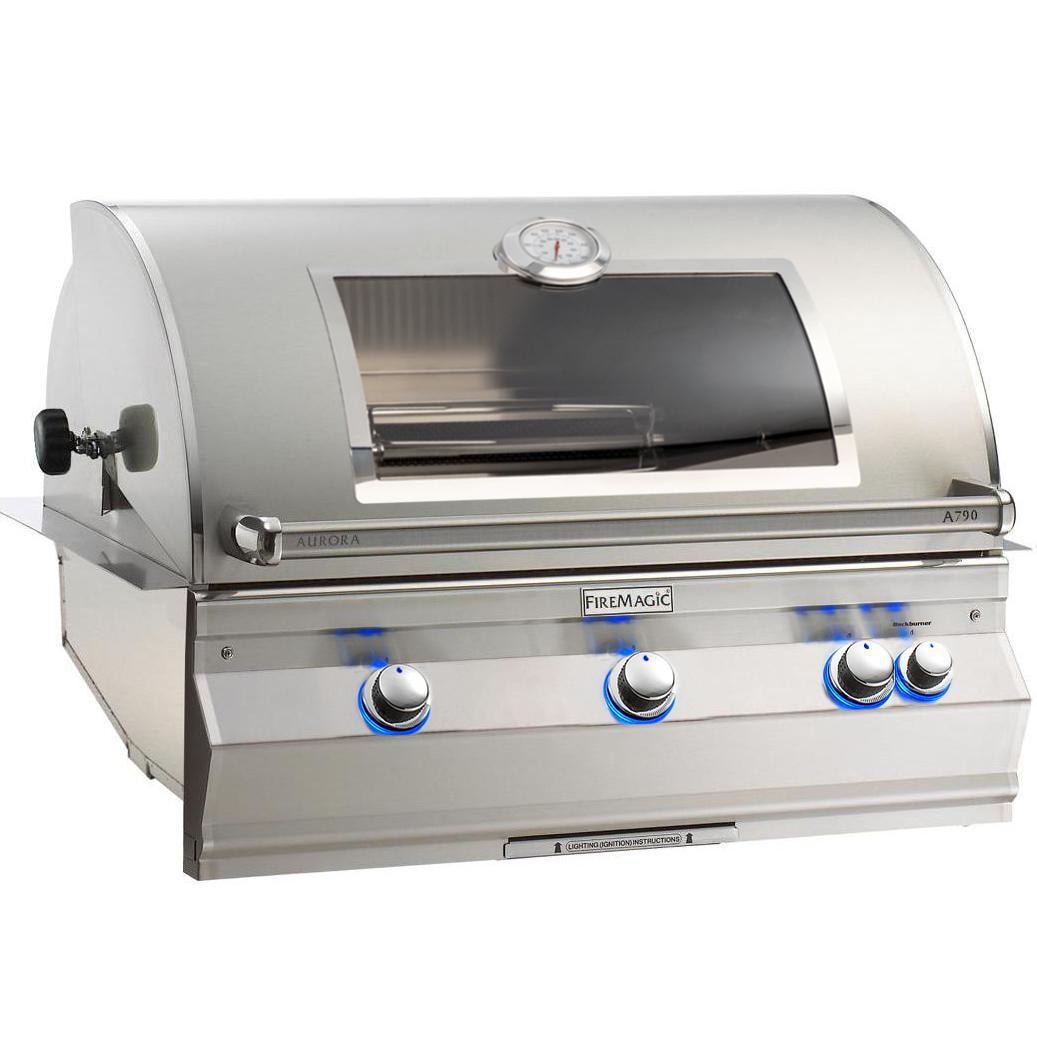 Fire Magic Aurora A790i 36-Inch Built-In Natural Gas Grill With Analog Thermometer, Rotisserie & Magic View Window (A790i-8EAN-W).