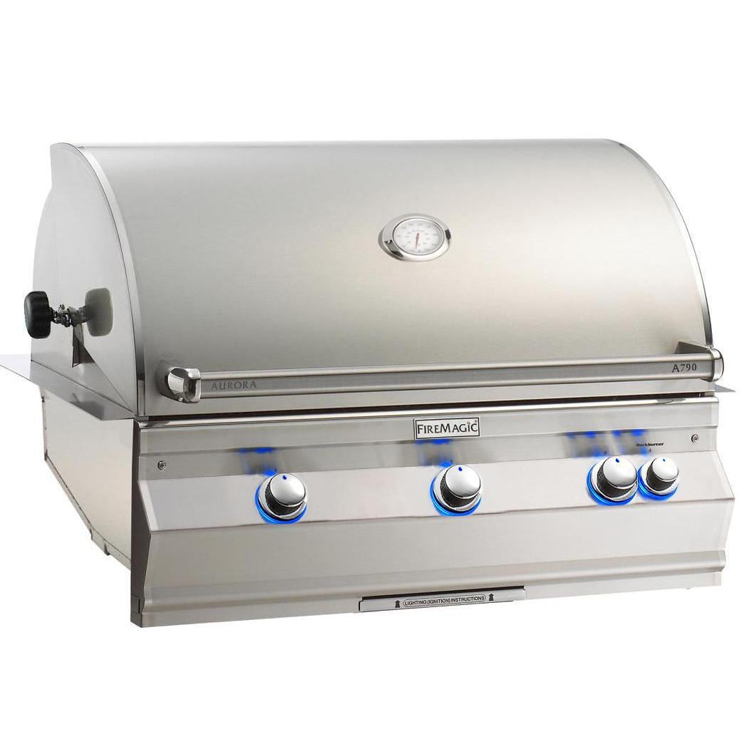 Fire Magic 36-Inch Aurora Built-In Propane Gas Grill with Analog Thermometer in Stainless Steel (A790I-8EAP).