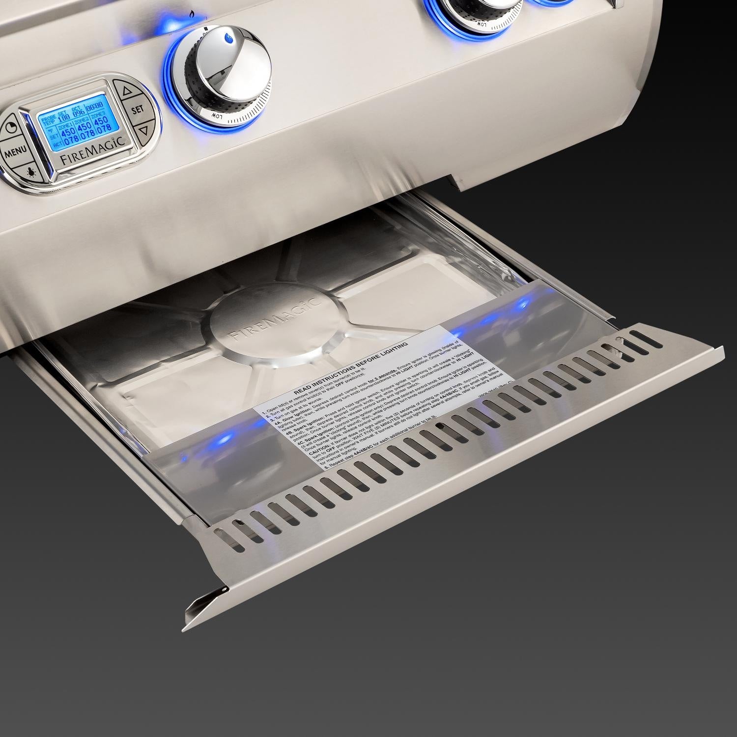 Fire Magic Echelon Diamond E790I 36-Inch Built-In Natural Gas Grill with One Infrared Burner, Magic View Window, Rotisserie, & Digital Thermometer (E790I-8L1N-W).