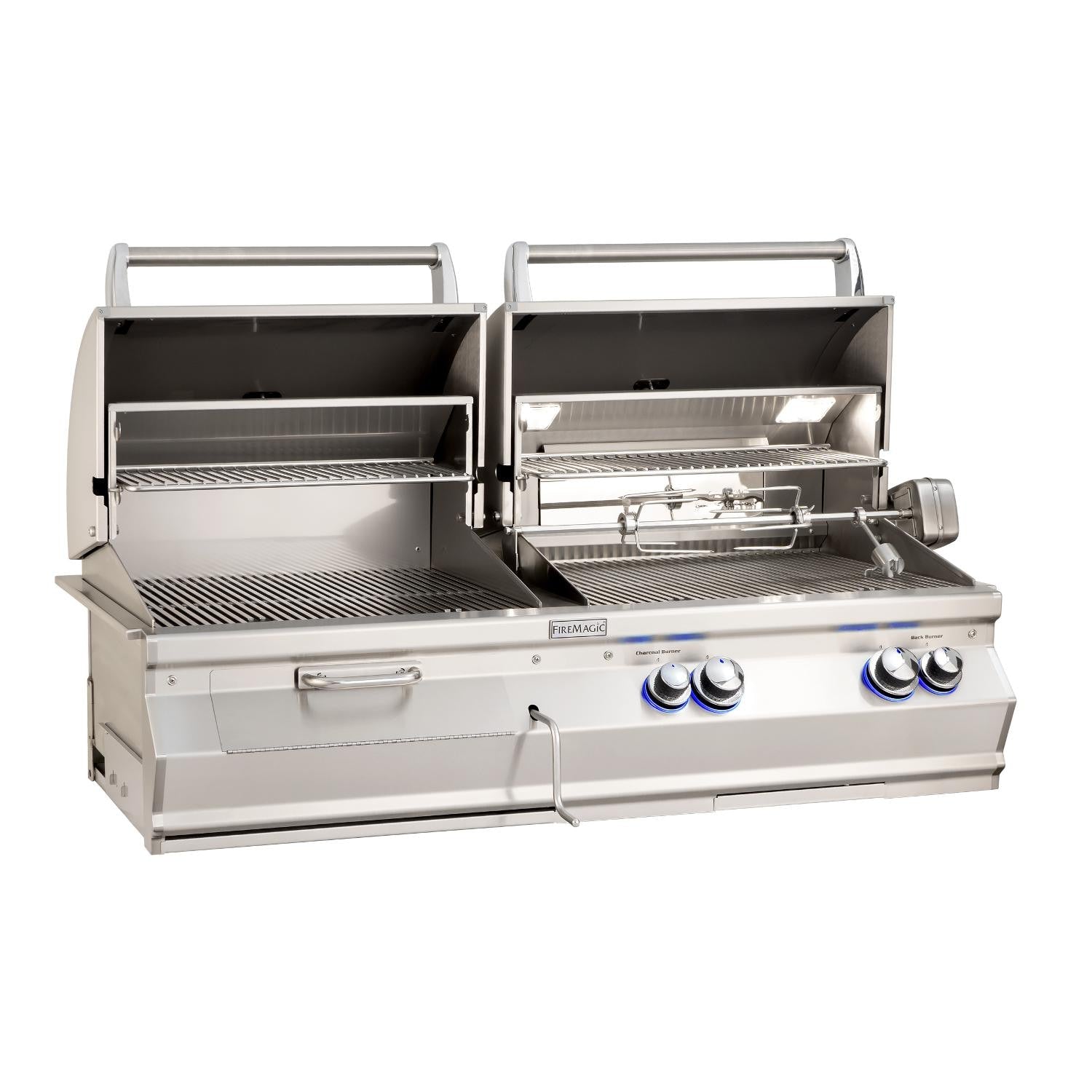 Fire Magic 46-Inch Aurora Built-In Propane Gas & Charcoal Combo Grill in Stainless Steel (A830I-8EAP-CB).