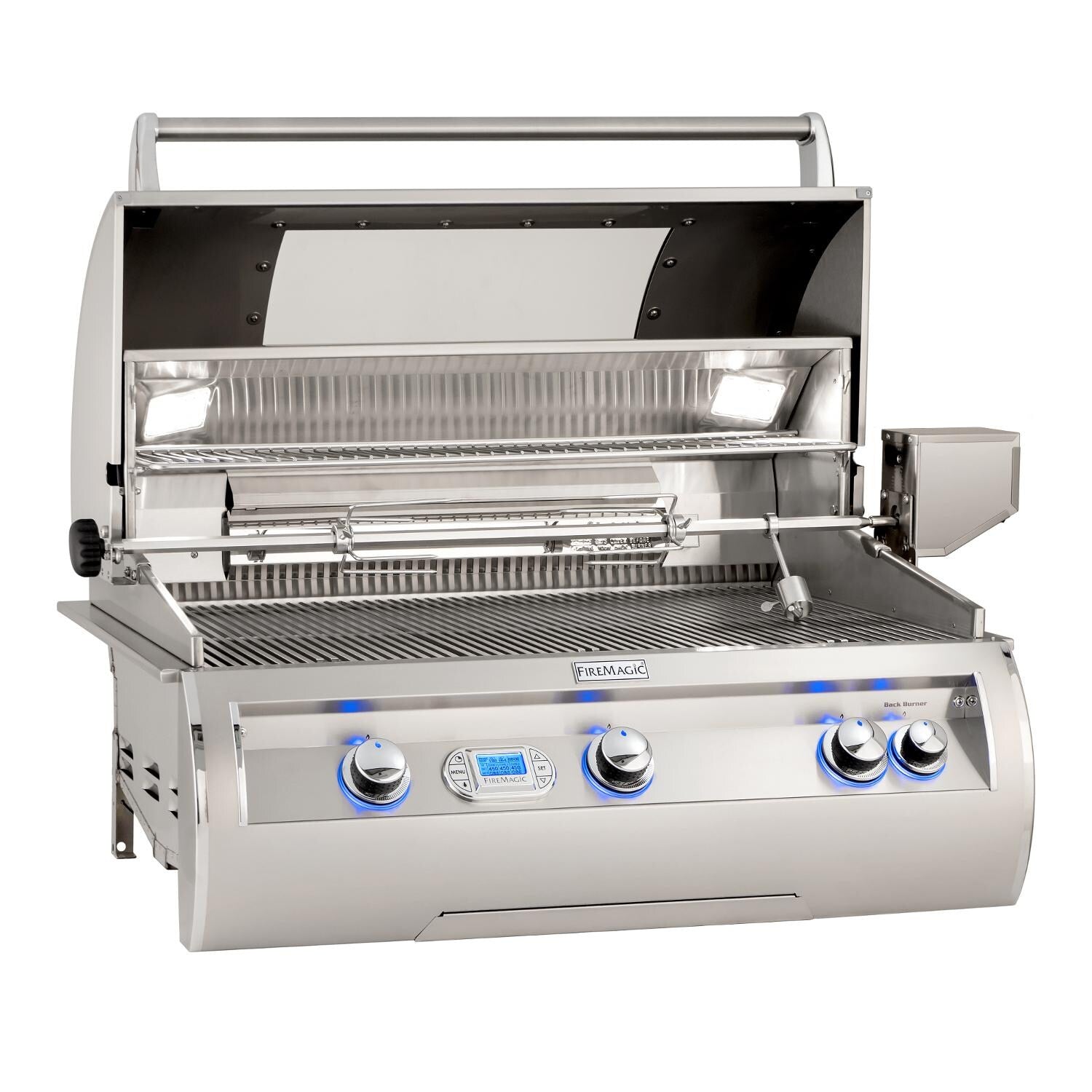 Fire Magic Echelon Diamond 36-Inch Built-In Propane Gas Grill with One Infrared Burner Magic View Window Rotisserie & Digital Thermometer (E790I-8L1P-W).