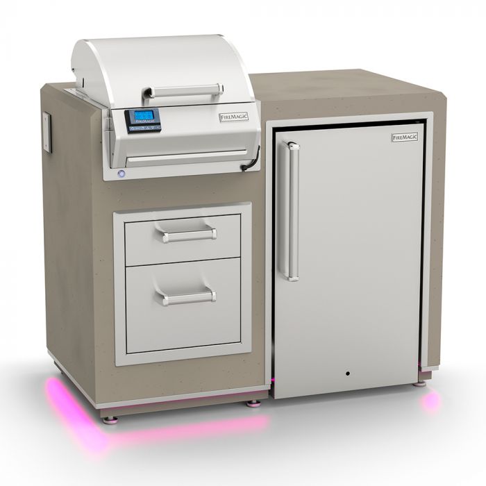 Fire Magic Electric Grill Island Bundle w/ Refrigerator & Double Drawers (ID251-R-44SM).