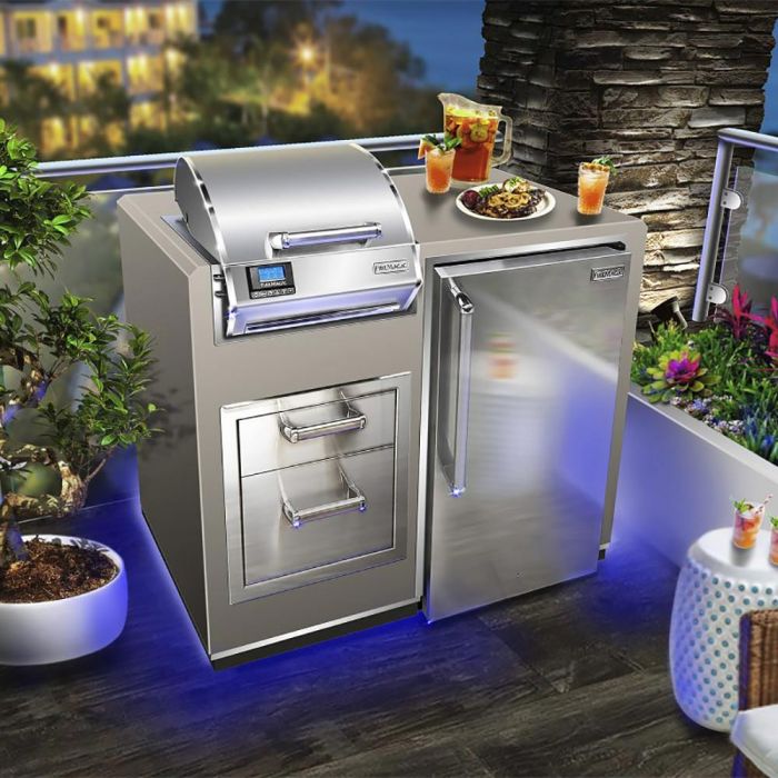 Fire Magic Electric Grill Island Bundle w/ Refrigerator & Double Drawers (ID251-R-44SM).