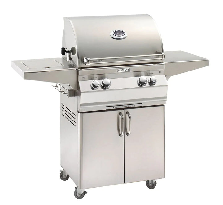 Fire Magic Aurora 24-Inch Propane Gas Freestanding Grill, Single Side Burner, Backburner, and Analog Thermometer (A430S-8EAP-62).