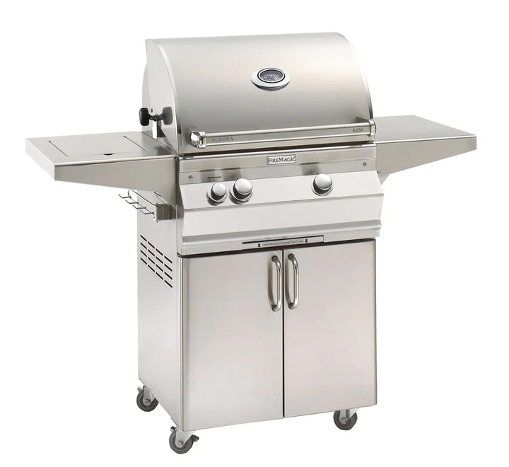 Fire Magic Aurora 24-Inch Propane Gas Freestanding Grill, Single Side Burner, 1 Sear Burner and Analog Thermometer (A430S-7LAP-62).