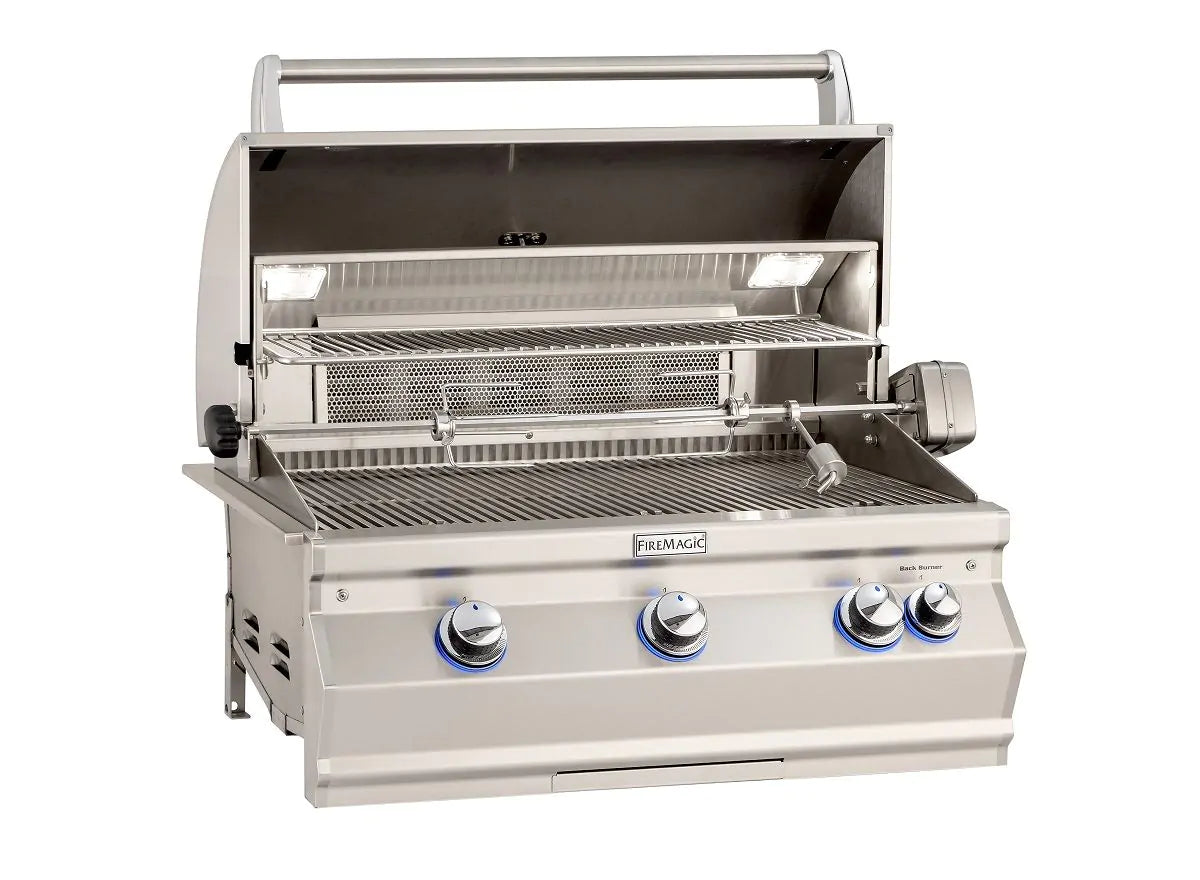 Fire Magic Aurora 30-Inch Built-In Natural Gas Grill With One Infrared Burner & Analog Thermometer (A540I-7LAN).
