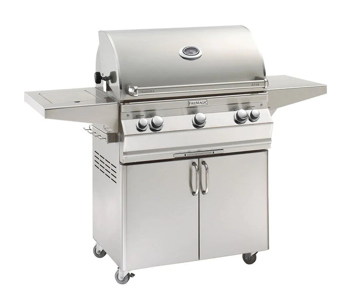 Fire Magic Aurora A540s 30-Inch Natural Gas Freestanding Grill, Single Side Burner, Backburner, Rotisserie Kit and Analog Thermometer (A540S-8EAN-62).