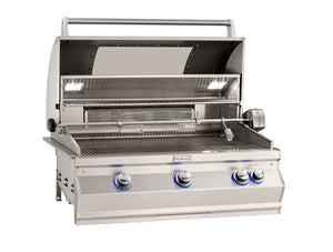 Fire Magic Aurora A660i 30-Inch Natural Gas Built-In Grill with Backburner, Rotisserie Kit, Magic View Window and Analog Thermometer (A660I-8EAN-W).