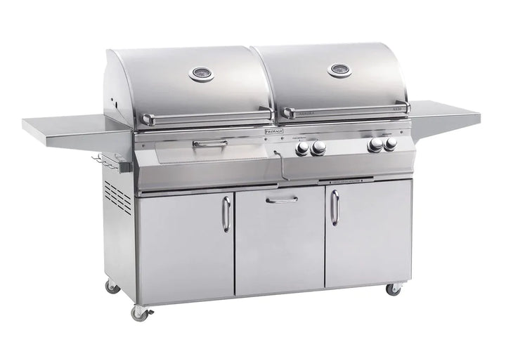 Fire Magic Aurora A830s 46-Inch Natural Gas and Charcoal Freestanding Dual Grill with Backburner, Rotisserie Kit and Analog Thermometer (A830S-8EAN-61-CB).