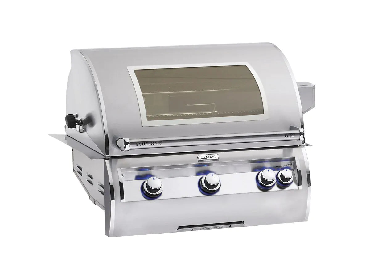 Fire Magic Echelon Diamond E660i 30-Inch Built-In A Series Gas Grill With Infrared Burner, Rotisserie & Magic View Window, Propane (E660i-8LAP-W).