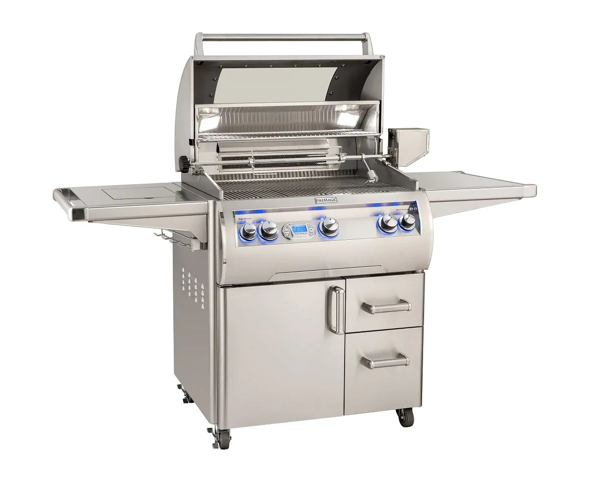 Fire Magic Echelon Diamond E660s 30-Inch Freestanding Gas Grill With Rotisserie, Single Side Burner, Digital Thermometer & Magic View Window, Natural Gas (E660S-8E1N-62-W).