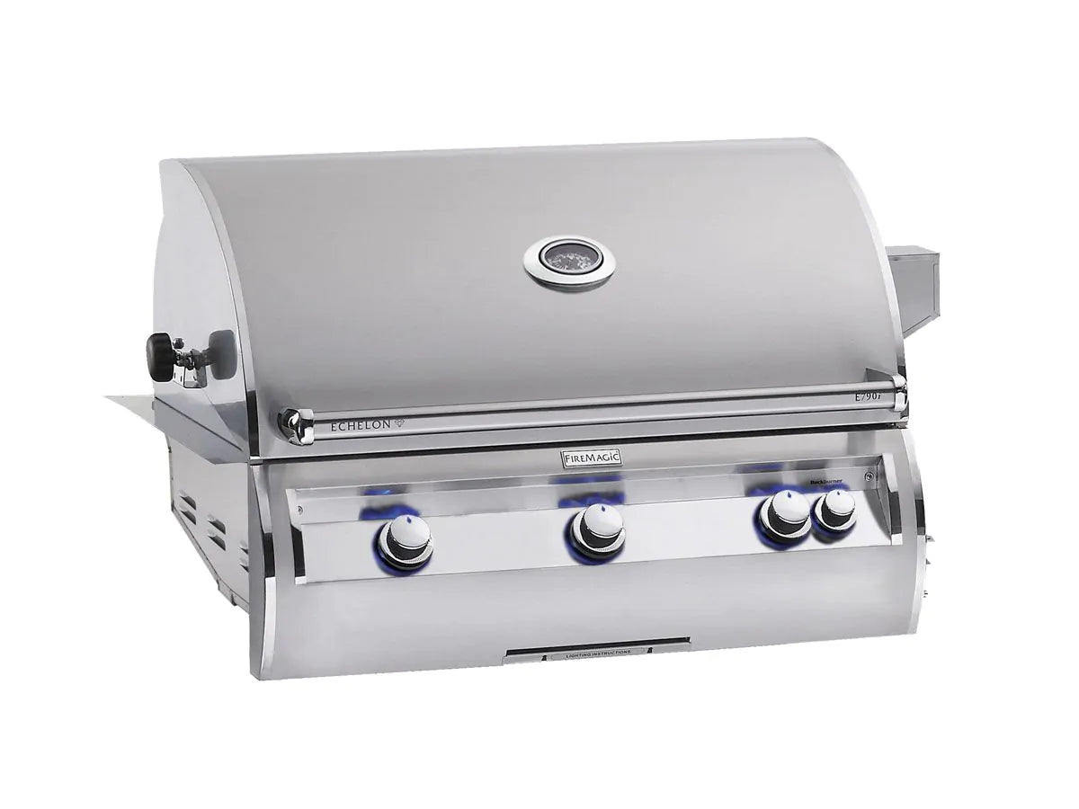 Fire Magic Echelon Diamond E790i 36-Inch Propane Gas Built-In Grill with Backburner, Rotisserie Kit and Analog Thermometer (E790I-8EAP).