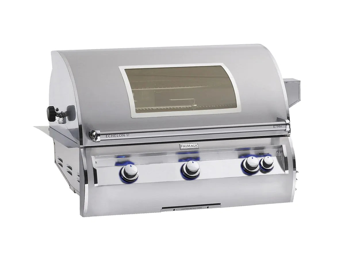 Fire Magic Echelon Diamond E790i 36-Inch Natural Gas Built-In Grill with 1 Sear Burner, Backburner, Rotisserie Kit, Magic View Window and Analog Thermometer (E790I-8LAN-W).