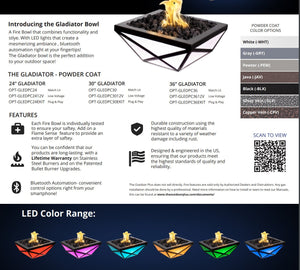 The Outdoor Plus Gladiator Led Fire Bowl Metal Powder Coat.