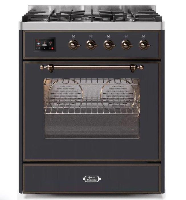 ILVE 30" Majestic II Series Gas Burner and Electric Oven Range with 5 Sealed Burners (UM30DNE3)