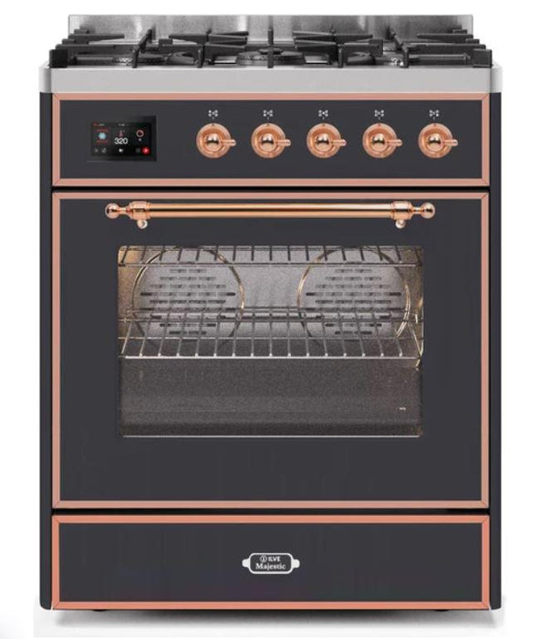 ILVE 30" Majestic II Series Gas Burner and Electric Oven Range with 5 Sealed Burners (UM30DNE3)