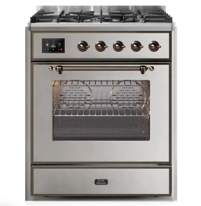 ILVE 30" Majestic II Series Gas Burner and Electric Oven Range with 5 Sealed Burners (UM30DNE3)