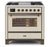 ILVE 36 Inch Majestic II Series Dual Fuel Natural Gas Range with 6 Burners and Griddle with 3.5 cu. ft. Oven Capacity TFT Oven Control Display (UM09FDNS3)