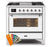 ILVE 36 Inch Majestic II Series Dual Fuel Natural Gas Range with 6 Burners and Griddle with 3.5 cu. ft. Oven Capacity TFT Oven Control Display (UM09FDNS3)