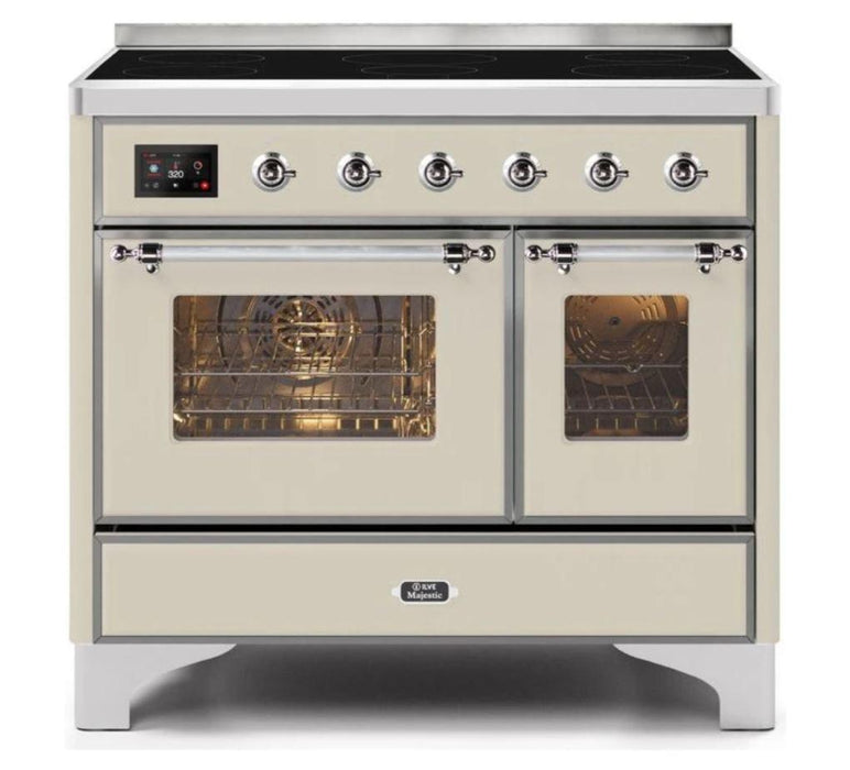 ILVE 40 Inch Majestic II Series Freestanding Electric Double Oven Range with 6 Elements, Triple Glass Cool Door, Convection Oven, TFT Oven Control Display and Child Lock (UMDI10NS3)