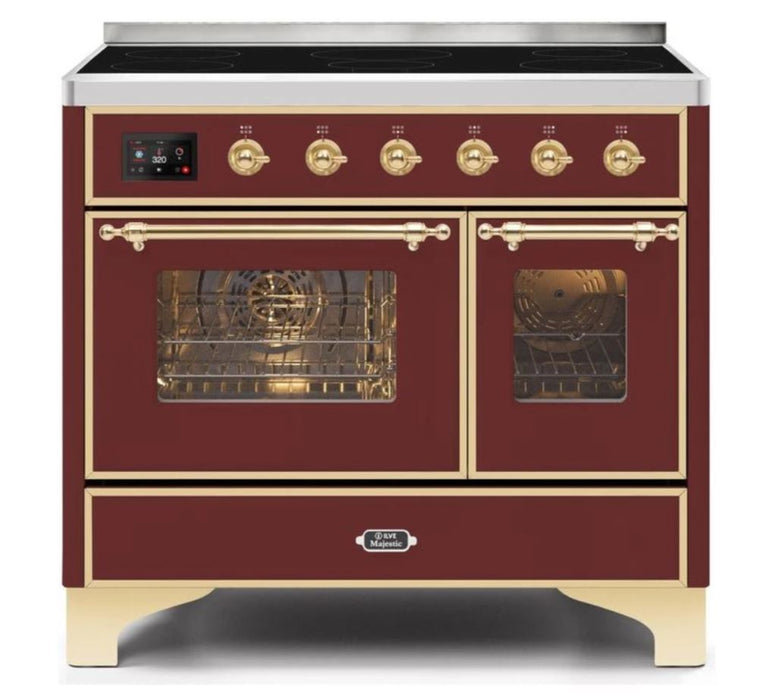 ILVE 40 Inch Majestic II Series Freestanding Electric Double Oven Range with 6 Elements, Triple Glass Cool Door, Convection Oven, TFT Oven Control Display and Child Lock (UMDI10NS3)