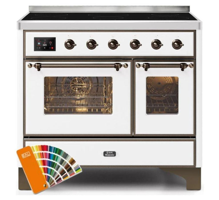 ILVE 40 Inch Majestic II Series Freestanding Electric Double Oven Range with 6 Elements, Triple Glass Cool Door, Convection Oven, TFT Oven Control Display and Child Lock (UMDI10NS3)