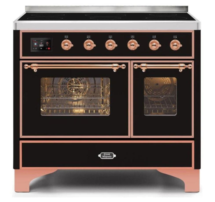 ILVE 40 Inch Majestic II Series Freestanding Electric Double Oven Range with 6 Elements, Triple Glass Cool Door, Convection Oven, TFT Oven Control Display and Child Lock (UMDI10NS3)