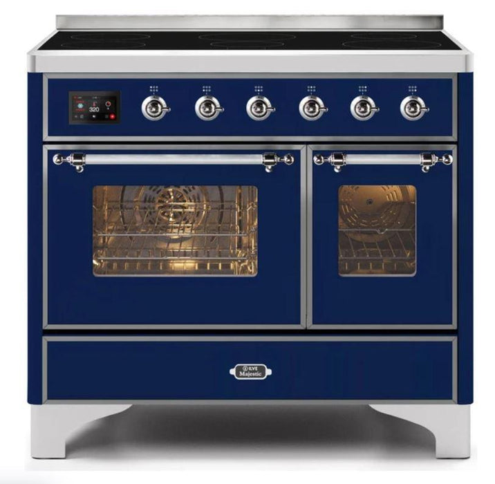 ILVE 40 Inch Majestic II Series Freestanding Electric Double Oven Range with 6 Elements, Triple Glass Cool Door, Convection Oven, TFT Oven Control Display and Child Lock (UMDI10NS3)