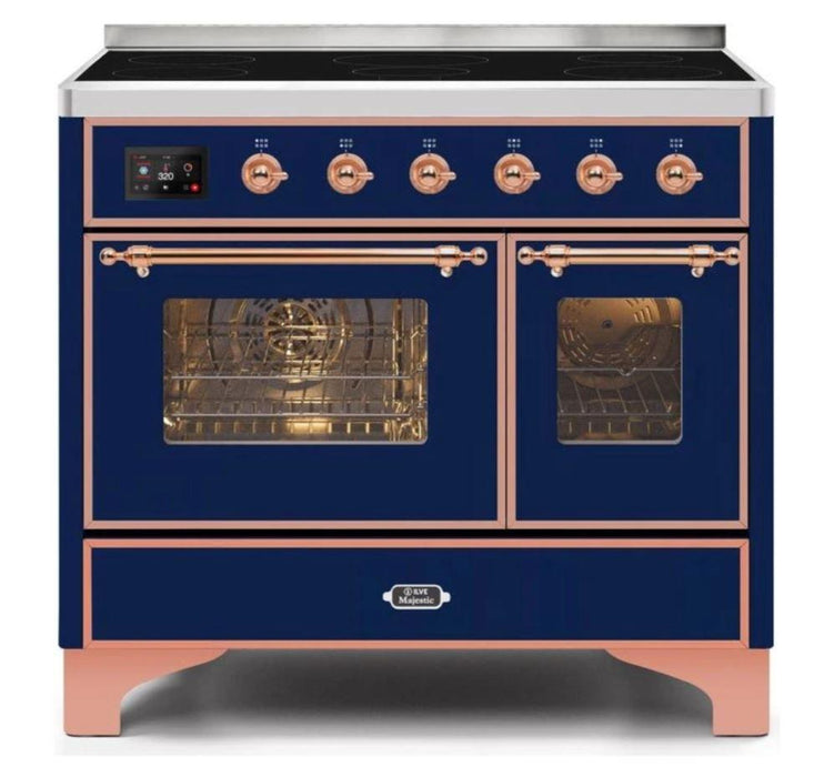 ILVE 40 Inch Majestic II Series Freestanding Electric Double Oven Range with 6 Elements, Triple Glass Cool Door, Convection Oven, TFT Oven Control Display and Child Lock (UMDI10NS3)