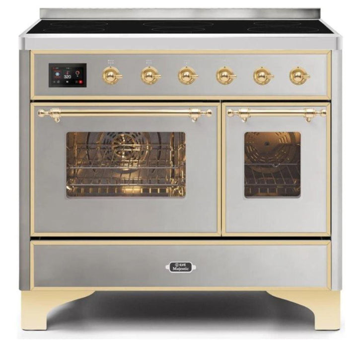 ILVE 40 Inch Majestic II Series Freestanding Electric Double Oven Range with 6 Elements, Triple Glass Cool Door, Convection Oven, TFT Oven Control Display and Child Lock (UMDI10NS3)