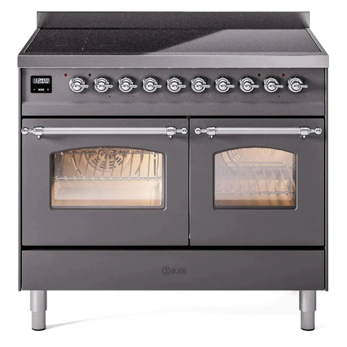 ILVE 40" Nostalgie II Series Freestanding Electric Double Oven Range with 6 Elements, Triple Glass Cool Door, Convection Oven, TFT Oven Control Display and Child Lock - UPDI406NMP