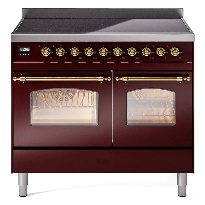 ILVE 40" Nostalgie II Series Freestanding Electric Double Oven Range with 6 Elements, Triple Glass Cool Door, Convection Oven, TFT Oven Control Display and Child Lock - UPDI406NMP