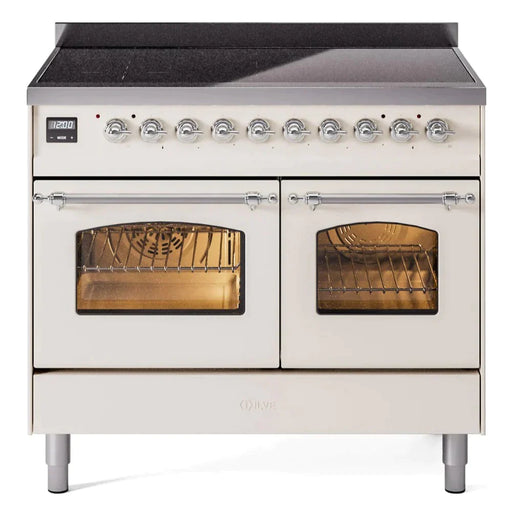 ILVE 40" Nostalgie II Series Freestanding Electric Double Oven Range with 6 Elements, Triple Glass Cool Door, Convection Oven, TFT Oven Control Display and Child Lock - UPDI406NMP