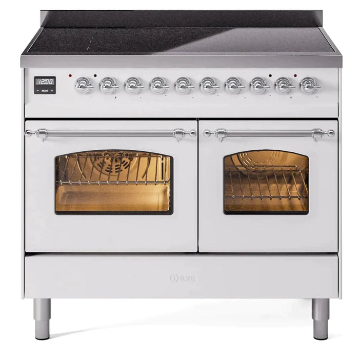 ILVE 40" Nostalgie II Series Freestanding Electric Double Oven Range with 6 Elements, Triple Glass Cool Door, Convection Oven, TFT Oven Control Display and Child Lock - UPDI406NMP