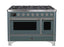 ILVE 48 Inch Majestic II Series Freestanding Dual Fuel Double Oven Range with 8 Sealed Burners, Triple Glass Cool Door, Convection Oven (UM12FDNS)