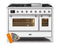 ILVE 48 Inch Majestic II Series Freestanding Dual Fuel Double Oven Range with 8 Sealed Burners, Triple Glass Cool Door, Convection Oven (UM12FDNS)