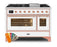 ILVE 48 Inch Majestic II Series Freestanding Dual Fuel Double Oven Range with 8 Sealed Burners, Triple Glass Cool Door, Convection Oven (UM12FDNS)