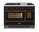 ILVE 48 Inch Majestic II Series Freestanding Dual Fuel Double Oven Range with 8 Sealed Burners, Triple Glass Cool Door, Convection Oven (UM12FDNS)