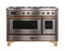 ILVE 48 Inch Majestic II Series Freestanding Dual Fuel Double Oven Range with 8 Sealed Burners, Triple Glass Cool Door, Convection Oven (UM12FDNS)